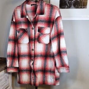 Women's Red Plaid Utility Jacket